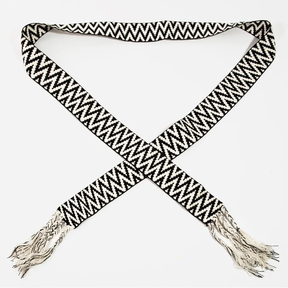 Boho Zig Zag Pattern Braided Belt 60” available in Black or Brown